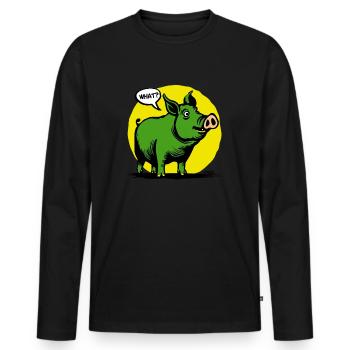 Yellow and green funny pig, huh? - Men's Premium Organic Long Sleeve Shirt - black - Front - Nico (187cm)