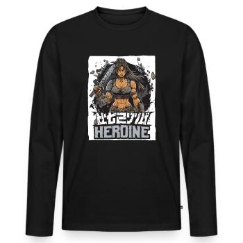 Muscular female heroine and swordswoman - Men's Premium Organic Long Sleeve Shirt - black - Front - Nico (187cm)
