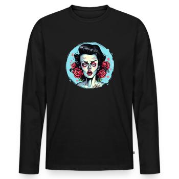 La princesse zombie des roses - T-shirt manches longues Premium bio Homme - noir - Devant - Nico (187cm)
