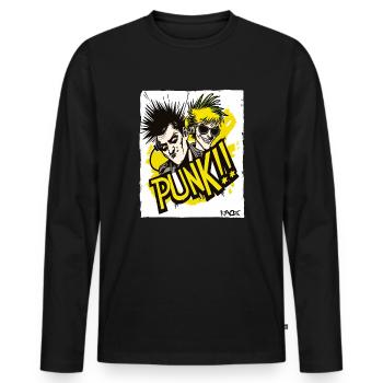 Cool cartoon about punk music, you punk! - Men's Premium Organic Long Sleeve Shirt - black - Front - Nico (187cm)