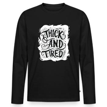 Gros et fatigué - T-shirt manches longues Premium bio Homme - noir - Devant - Nico (187cm)