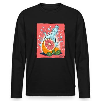Orange lemonade in the bottle, so fresh! - Men's Premium Organic Long Sleeve Shirt - black - Front - Nico (187cm)