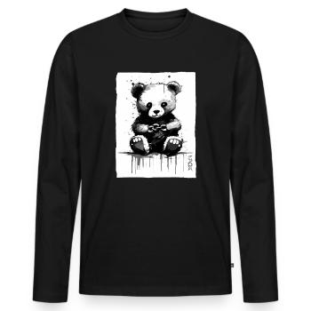 Chain Breaker: Small Cuddly Fabric Bear - Men's Premium Organic Long Sleeve Shirt - black - Front - Nico (187cm)