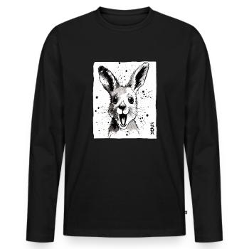 Ink and Kangaroo - Men's Premium Organic Long Sleeve Shirt - black - Front - Nico (187cm)