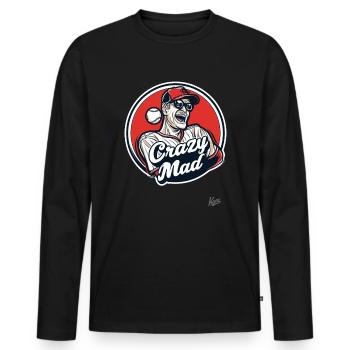 Crazy Mad, the crazy and insane - Men's Premium Organic Long Sleeve Shirt - black - Front - Nico (187cm)