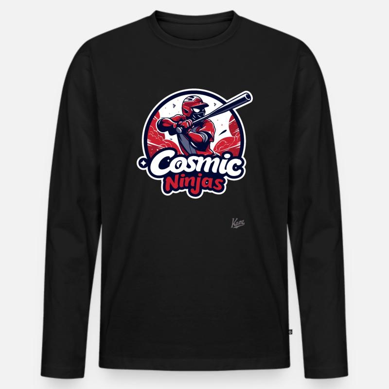 Kosmische Ninja Baseball-Crew - Männer Premium Bio Langarmshirt - Schwarz