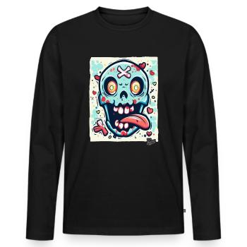 Crazy, Funny, Crazy-Colorful Skull - Men's Premium Organic Long Sleeve Shirt - black - Front - Nico (187cm)