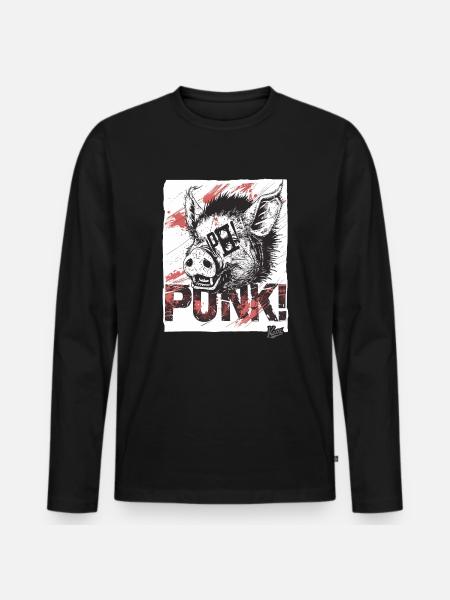 Angry Punk Pig - Men's Premium Organic Long Sleeve Shirt - black