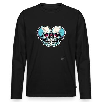 Laughing Cool Twin Skull Skull - T-shirt manches longues Premium bio Homme - noir - Devant - Nico (187cm)
