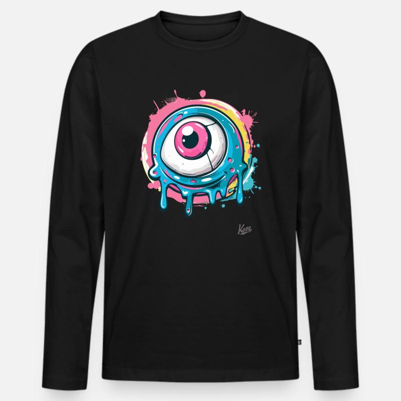 Das coole Farbspritzer-Auge - Männer Premium Bio Langarmshirt - Schwarz