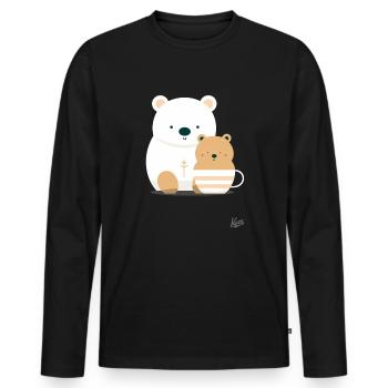 Big Bear and Little Bear in a Coffee Cup - Men's Premium Organic Long Sleeve Shirt - black - Front - Nico (187cm)
