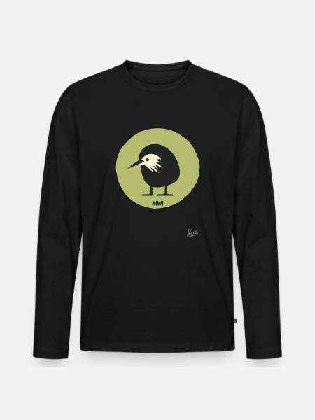 Abstract comic kiwi bird - Men's Premium Organic Long Sleeve Shirt - black