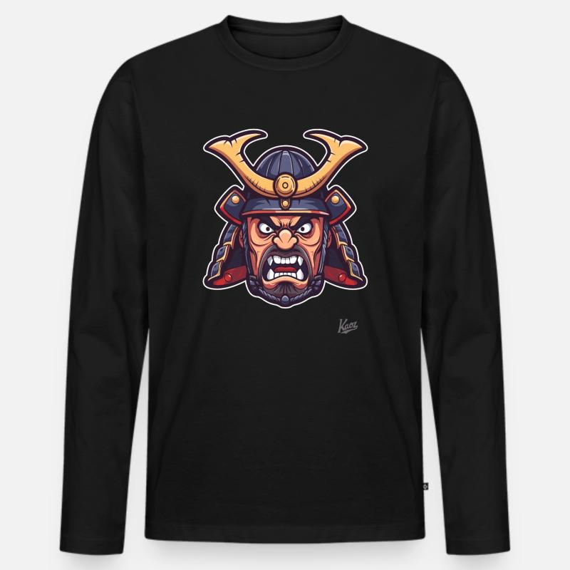 Angry Japanese Edo Samurai Shogun - Men's Premium Organic Long Sleeve Shirt - black