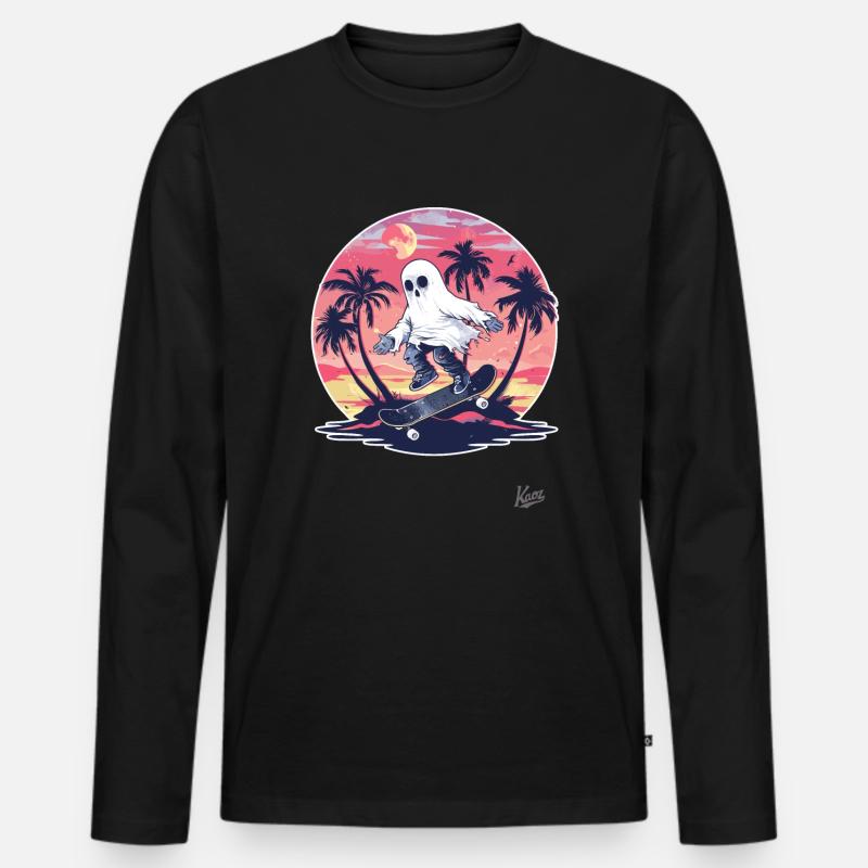 Skateboard fahrender v-Geister - Männer Premium Bio Langarmshirt - Schwarz