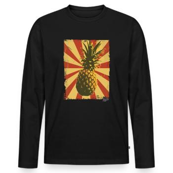 Propaganda style pineapple - Men's Premium Organic Long Sleeve Shirt - black - Front - Nico (187cm)