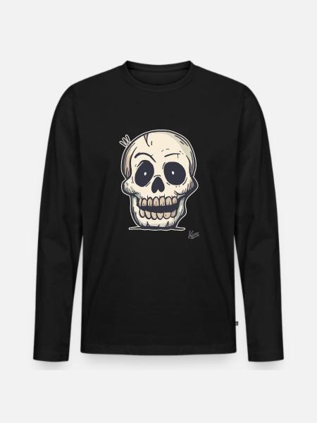 Funny Simple Skull - Men's Premium Organic Long Sleeve Shirt - black