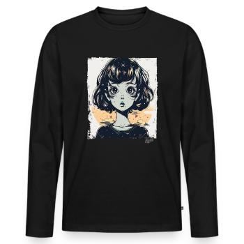 The cartoon girl with visions - Men's Premium Organic Long Sleeve Shirt - black - Front - Nico (187cm)