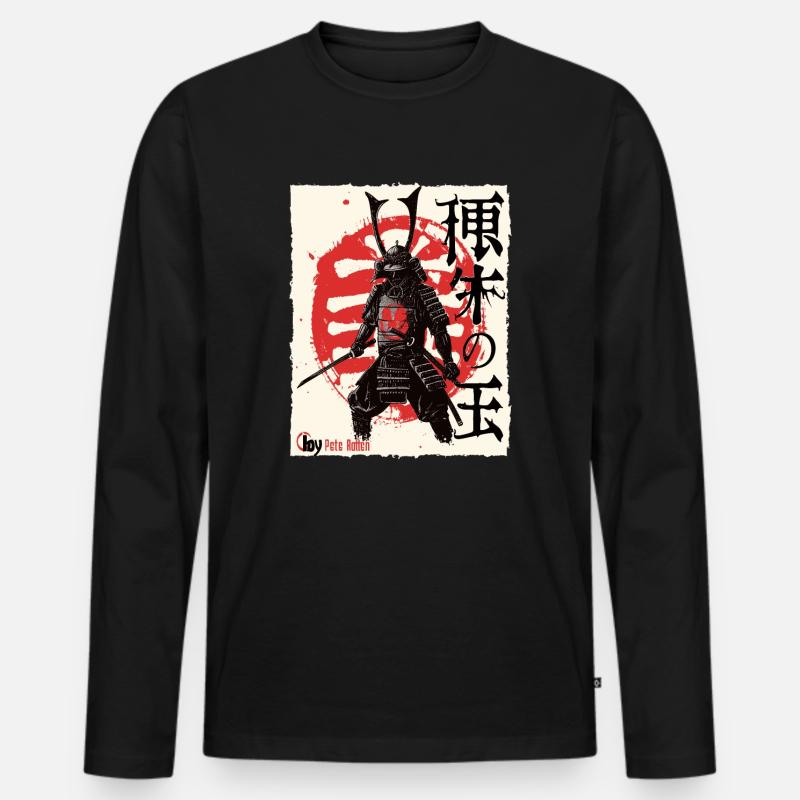 Japanese Edo Samurai - Men's Premium Organic Long Sleeve Shirt - black