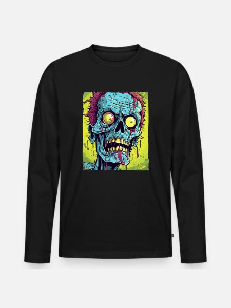 The coolest zombie skull monster - Men's Premium Organic Long Sleeve Shirt - black