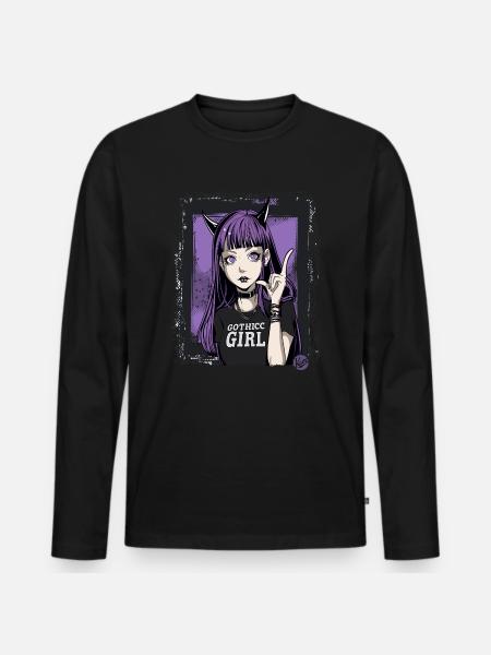 Mignon et cool : Fille gothique - T-shirt manches longues Premium bio Homme - noir