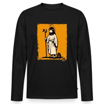 Der Wanderer und Erlöser Jesus - Männer Premium Bio Langarmshirt - Schwarz - Vorne - Nico (187cm)