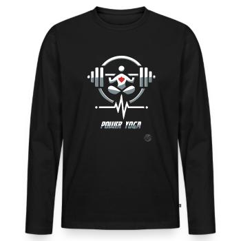Haltérophilie Power Yoga - T-shirt manches longues Premium bio Homme - noir - Devant - Nico (187cm)