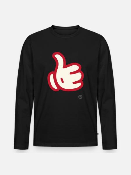 A big thumbs up - Men's Premium Organic Long Sleeve Shirt - black