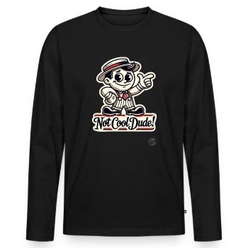 Little Retro Man in Desperation - Not Cool - Men's Premium Organic Long Sleeve Shirt - black - Front - Nico (187cm)