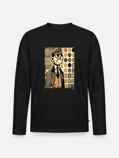 Angry retro man chooses wallpaper - Men's Premium Organic Long Sleeve Shirt - black