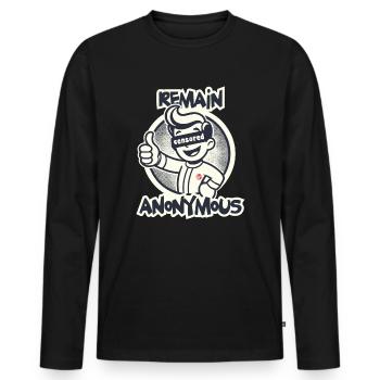 Thumbs Up For Anonymity Retro Cartoon Boy - Men's Premium Organic Long Sleeve Shirt - black - Front - Nico (187cm)