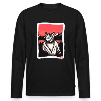 Asian Martial Arts Cat Tiger - Men's Premium Organic Long Sleeve Shirt - black - Front - Nico (187cm)