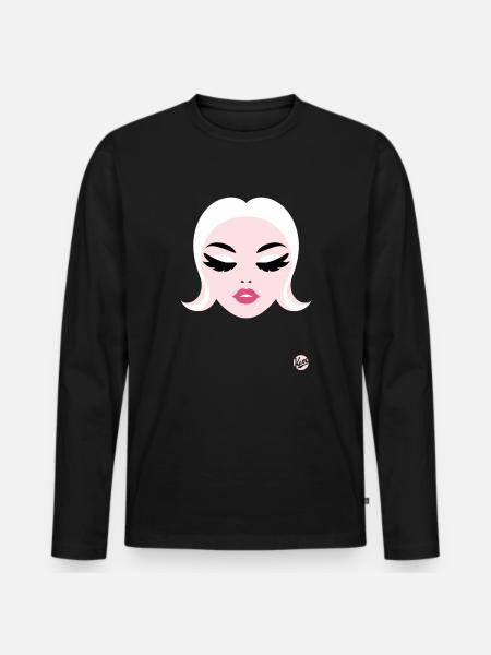 Schönes Mädchen - Männer Premium Bio Langarmshirt - Schwarz