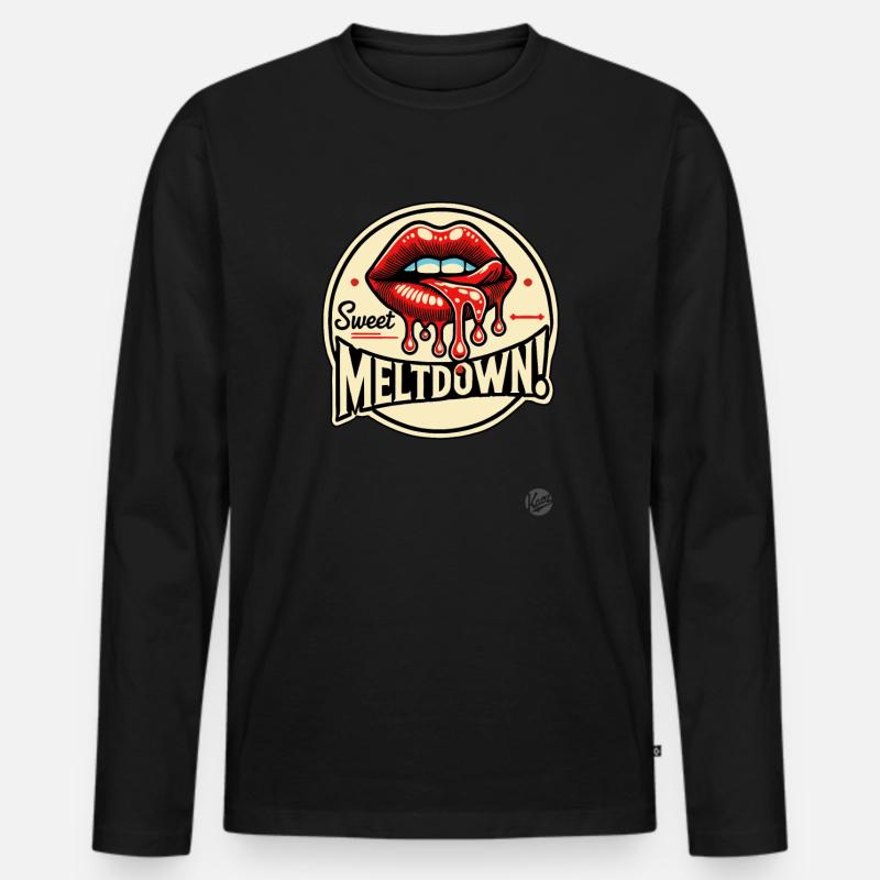 Süßer Kuss Lippen Meltdown - Männer Premium Bio Langarmshirt - Schwarz