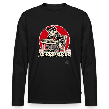 Schuljunge ist gelangweilt - Schule nervt - Männer Premium Bio Langarmshirt - Schwarz - Vorne - Nico (187cm)