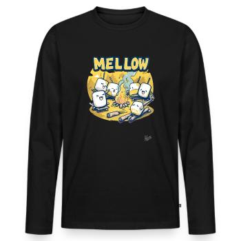Camping décontracté, feux de camp et guimauves - T-shirt manches longues Premium bio Homme - noir - Devant - Nico (187cm)