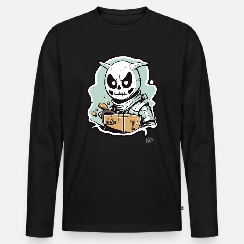 Skelett Hase Dieb - Männer Premium Bio Langarmshirt - Schwarz