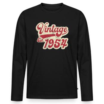 Jahrgang Est 1954 - Männer Premium Bio Langarmshirt - Schwarz - Vorne - Nico (187cm)