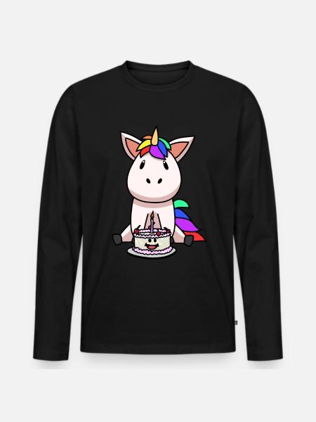 Enhjørning fødselsdagskage kage barn - Premium økologisk langærmet T-shirt til mænd - sort