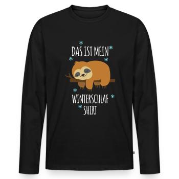 Offizielles Weihnachts Schlafshirt lustig Faultier - Männer Premium Bio Langarmshirt - Schwarz - Vorne - Nico (187cm)