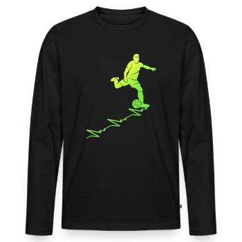 Football Heart Line Football Player Footballer - Men's Premium Organic Long Sleeve Shirt - black - Front - Nico (187cm)