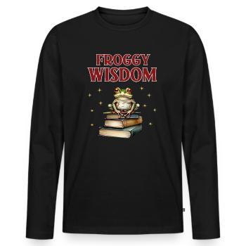 Froggy Wisdom - Men's Premium Organic Long Sleeve Shirt - black - Front - Nico (187cm)