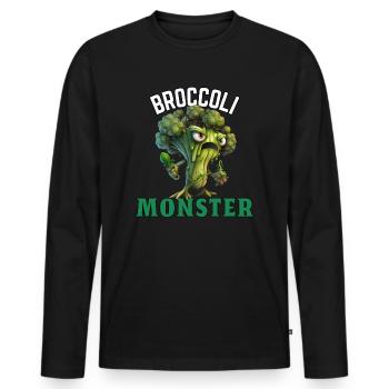 Broccoli Monster - Men's Premium Organic Long Sleeve Shirt - black - Front - Nico (187cm)