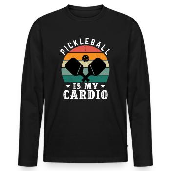Pickleball Is My Cardio - Men's Premium Organic Long Sleeve Shirt - black - Front - Nico (187cm)