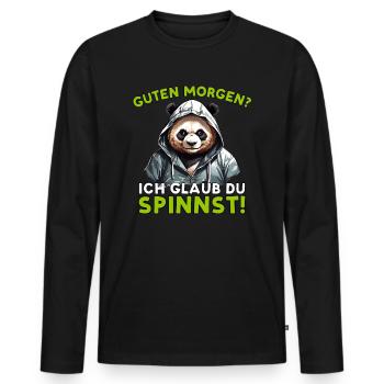 Guten Morgen Ich Glaub Du Spinnst - Männer Premium Bio Langarmshirt - Schwarz - Vorne - Nico (187cm)