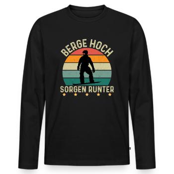 Mountains up, worries down - Men's Premium Organic Long Sleeve Shirt - black - Front - Nico (187cm)