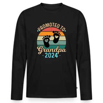 Promu grand-père 2024 - T-shirt manches longues Premium bio Homme - noir - Devant - Nico (187cm)