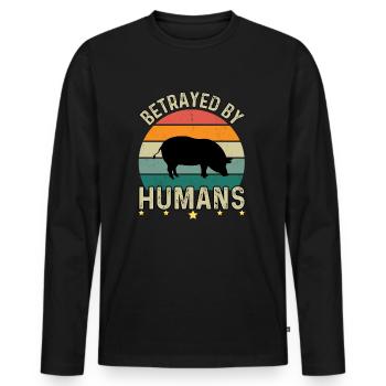 Betrayed By Humans - Verganerdesign - Men's Premium Organic Long Sleeve Shirt - black - Front - Nico (187cm)