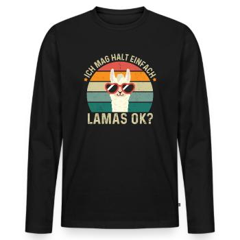 I just like llamas, ok? - Llama design - Men's Premium Organic Long Sleeve Shirt - black - Front - Nico (187cm)