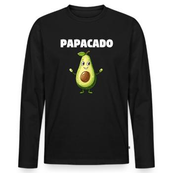 Papacado - Lustiges Avocadodesign - Männer Premium Bio Langarmshirt - Schwarz - Vorne - Nico (187cm)
