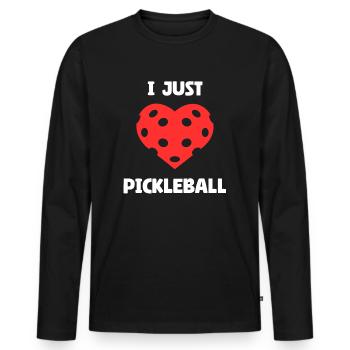 I Just Love Pickleball - Men's Premium Organic Long Sleeve Shirt - black - Front - Nico (187cm)